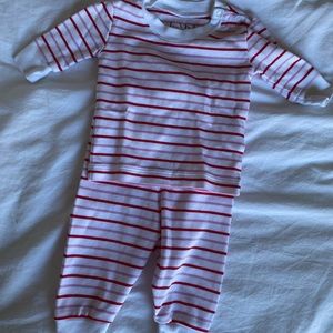 Lake Baby Pajama in Candy Pink and Red Stripe 0-3